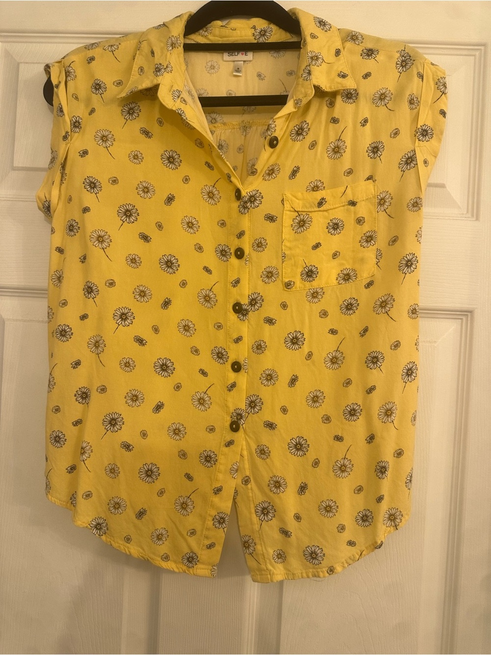 Yellow Daisy-Print Button Front Shirt